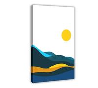 Abstract Wave Ocean Sun Poster Canvas Poster Bedroom Decor Landscape Office Room Decor Gift Frame: 24x36inch(60x90cm)