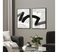 Abstract Wave Poster Modern Abstract Black Line Painting Nordic Canvas Wall Art Simple Painting for Living Room Decor 80x120cmx2 Frameless