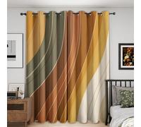 Abstract Wave Stripe Curtains Blackout, 52x84 Inch 2 Panels - Mid Century Modern Pattern Black Out Curtains, Home Decor, 84 Drop Eyelet Window Drapes for Bedroom, Living Room A&BJ168