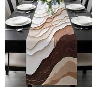 Abstract Wave Texture Table Runner 13x108 Inches Long Vintage Earth Color Gradient Cotton Linen Table Runner Burlap Style for Dinner Table Party Decor Tabletop Decorations