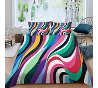 Abstract Waves Duvet Cover Twin Size, Colorful Art Duvet Cover with 1 Pillowcases, Breathable Bedding Set for All Season, 2 Pieces, 68" x 90" (Dz4299)