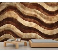 Abstract Waves Mural Wavy Stripes Wallpaper Retro Rustic Wall Mural Giant 3D Wallpaper Commercial Scale Coffee Shop Lounge Gallery (Non-self-Adhesive)