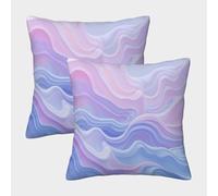 Abstract Waves-Soft Pastel Design Pillow Covers 2 Pack Cozy Pillowcases Art Cushion Case with Invisible Zipper Decor for Couch Livingroom 45x45cm