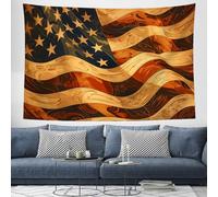 Abstract Waves Tapestry Wall Hanging, American Flag Print Tapestries Yellow-Brown Wall Art Photo Backdrop Decorations for Bedroom, Living Room Dorm Decor - 230x180 cm