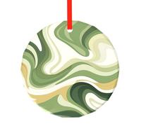 Abstract Wavy Swirl Christmas Ornaments Round Glass Decorations Boho Marble Tree Decorative Hanging Pendant for Xmas Home Office Party Holiday