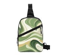 Abstract Wavy Swirl Foldable Sling Bag for Men Women Water Resistant Chest Bag Boho Marble Fanny Pack Crossbody Backpack for Travel Hiking Sports