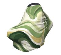 Abstract Wavy Swirl Nursing Cover 360° Full Coverage Boho Marble Stretch Scarf for Breastfeeding and Car Seat Cover Fit for Most Pushchairs and Prams