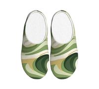 Abstract Wavy Swirl Women's Slippers Flannel House Slippers for Men Boho Marble Non-Slip Warm Winter Shoes for Indoor Outdoor UK 6-7