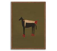Abstract Western Cowboy Wall Art Abstract Landscape Artwork Olive Green Minimalist Equestrian Wall Art Funny Canvas Print Statement Artwork Poster for Bathroom Laundry Room Bedroom 16×24 Inch Unframed