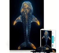 Abstract Whale Shark Gold Jigsaw Puzzles 1000 Pieces for Adults Think Sharper True Detail Home Play Christmas Surprise (38x52cm)