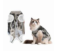 Abstract White Space Recovery Suit for Dogs Cats After Surgery, Soft Cotton Post-Surgery Suit for Male and Female Pet