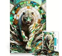 Abstract White Tiger Art Teenager Jigsaw Puzzles 1000 Pieces Brain Think Neat Cut Real Challenge Great Gift (38x26cm)