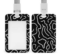 Abstract White Wavy Lines Organic Shapes ID Badge Holder Retractable Clip Card Holder Card Protector Name Badge Name Tag for Work Office Doctor Nurse