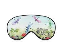 Abstract Wild Dragonfly Sleep Mask Red Poppy Blindfold for Sleeping Elastic Blackout Eye Mask Cover for Full Night's Sleep Travel and Nap