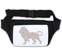 Abstract Wild Lion Art Circle Colorful Waist Bag Fanny Pack White