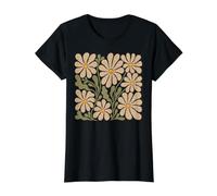 Abstract Wildflowers Retro Botanical Flowers Value Graphic T-Shirt, Women, Black, M