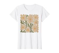 Abstract Wildflowers Retro Botanical Flowers Value Graphic T-Shirt, Women, White, M