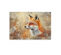 Abstract Wildlife Fox Poster Retro Style Canvas Wall Art with Rustic Charm Poster 24x36inch(60x90cm)
