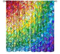 Abstract Window Curtains,Fractal Diamond Pattern in Stained Glass Style Blackout Rod Pocket Window Drapes for Living Room Bedroom Set 2 Panels,42x54 Inches