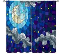 Abstract Window Curtains,Fractal Pattern in Stained Glass Style Blackout Rod Pocket Window Drapes for Living Room Bedroom Set 2 Panels,42x54 Inches