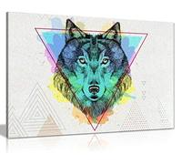 Abstract Wolf Animal Head Canvas Wall Art Picture Print (24x16)