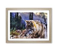 Abstract Wolf Art No.3 Modern Framed Print | A4 Oak Framed Wall Art | Ready to Hang | Abstract Animal Picture | Living Room Bedroom Lounge Office