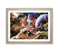 Abstract Wolf Art No.5 Modern Framed Print | A3 Oak Framed Wall Art | Ready to Hang | Abstract Animal Picture | Living Room Bedroom Lounge Office