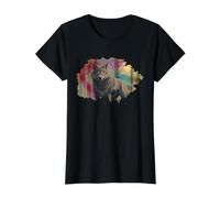 Abstract Wolf Howling Watercolor Forest Wildlife Graphic Value Graphic T-Shirt, Women, Black, XL