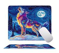 Abstract Wolf Mouse Mat 20 x 15 cm Ultra Thin, with Stitched Edges Office Mouse Pad, Non-Slip Rubber Base, Waterproof & Washable, Home Desk Accessories,Aesthetic with Design Mousepad 200x150mm s0z-354