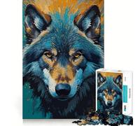 Abstract Wolf Portrait Digital Painting 1000 Piece Jigsaw Puzzles for Teenagers Jigsaw Skill Play Firm Edge Home Fun Santa Gift (50x75cm)