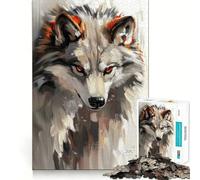 Abstract Wolf Portrait Painting Puzzles for Adults 1000 Puzzles Clear Logic Tight Joint Fun Activity Christmas Idea (50x75cm)