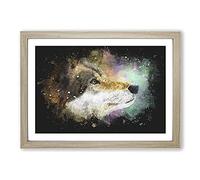 Abstract Wolf Vol.1 Paint Splash Framed Print | A2 Oak Framed Wall Art | Ready to Hang | Abstract Animal Picture | Living Room Bedroom Lounge Office