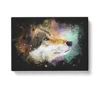 Abstract Wolf Vol.1 Paint Splash Modern Art Canvas Wall Art Print Ready to Hang, Framed Picture for Living Room Bedroom Home Office Décor, 60x40 cm (24x16 Inch)