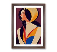 Abstract Woman Portrait No.1 Framed Print | A3 Walnut Framed Wall Art | Ready to Hang | Abstract Fantasy Picture | Living Room Bedroom Lounge Office