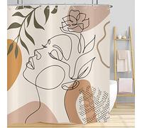 Abstract Woman Shower Curtain 180x200, Hnmdmyi Boho Mid Century Bathroom Curtains Modern Terracotta Minimalist Art Line Aesthetic Botanical Bohemian Waterproof Fabric Washable Bath Curtains with Hooks