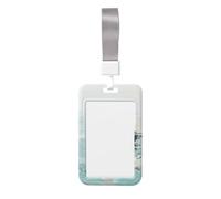 Abstract Woman Swimming in The Sea Sliding Id Badge Holder Hard Plastic Work Card Case Name Tag Protector for Nurses Office