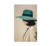 Abstract Woman Teal Green Hat Single Toggle Blank Wall Plate Light Switch Cover Decorative 1 Gang for Kitchen Room Bathroom Size 11.4x7cm