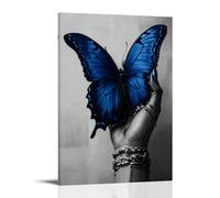 Abstract Women Canvas Wall Art Black Woman Hand And Butterfly Picture Prints Poster Black Girl And Butterfly Painting African American Artwork Bedroom Decor Framed Wall Art Canvas Prints Hanging Pictu