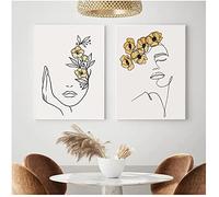 Abstract Women Line Drawing Nordic Poster and Print Canvas Painting Wall Art Mustard Yellow Girl Wall Picture Bedroom Home Decor