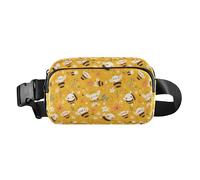 Abstract Women Men Fashionable Fanny Waist Pack for Travel Gym Work, Sweet Honey Pattern Cute Bees Happy, One Size