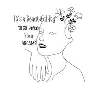 Abstract Women Quotes and Inspiration Doodle Style Design Wall Decals 54.6x57.3cm Do not Damage The Wall Surface Black