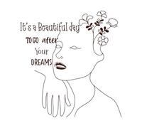 Abstract Women Quotes and Inspiration Doodle Style Design Wall Decals 67.2x70.6cm Multi Color Selection Coffee