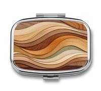 Abstract Wood Art Texture Pill Box 2 Compartment Portable Medicine Pill Case Travel Pill Organizer for Pocket Purse