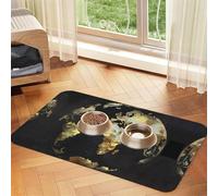 Abstract World Globe Printed Pet Bowl Mats, Non-Slip And Tasteless Dog And Cat Feeding Mats