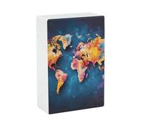 Abstract World Map Cigarette Case - Waterproof & Crush Proof Cigarette Holder Case for 20 King Size Cigarettes, Portable Pocket Size Travel Box for Men & Women