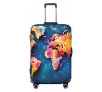 Abstract World Map Luggage Covers for Suitcase Elastic Suitcase Cover Protector Dustproof Anti-Scratch Thicken Travel Luggage Cover Washable Baggage Covers Fit Luggage Small