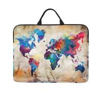Abstract World Map Print 14in Laptop Case Sleeve Bag - Portable Handle, Ideal for Business Trips, Commuting, and Travel