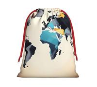Abstract World Map Print Comfort Drawstring Gift Convenient Bags Reusable Holiday Party Daily Organization