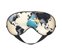 Abstract World Map Print Comfortable Eye Mask Full Coverage Lightweight Men Women Outdoor Travel Relaxation