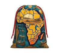 Abstract World Map Print Reusable Drawstring Gift Bags For Candy Bag Birthday, Wedding Or Daily